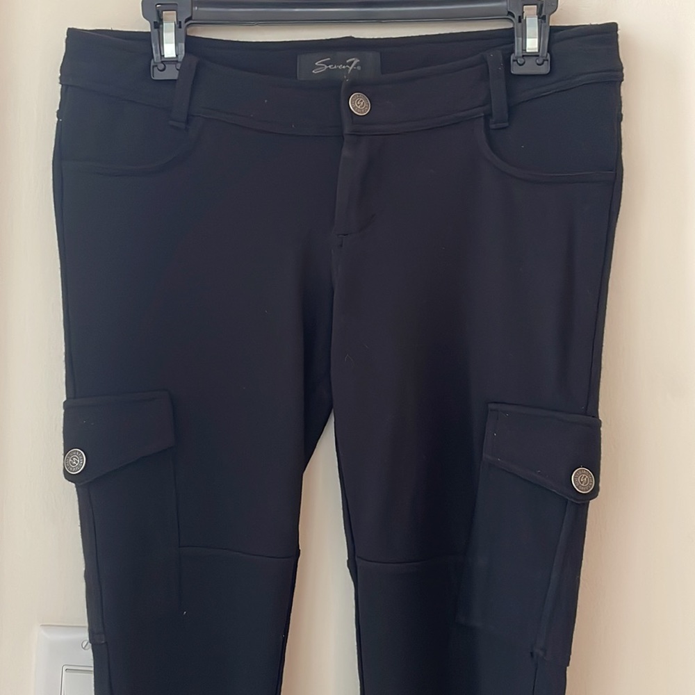 Seven7 Knit Cargo Pants Sz 4 EUC Super Cute Soft Utility Pockets Stretchy - Picture 3 of 17